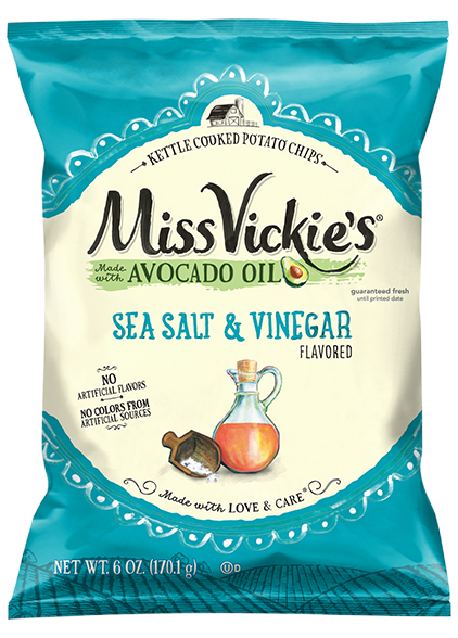Bag of Sea Salt & Vinegar Flavored Chips Made with Avocado Oil