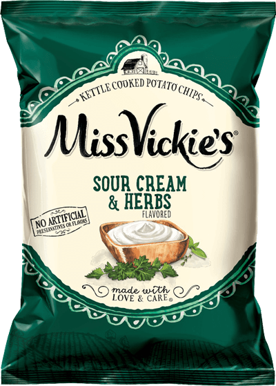 Bag of MISS VICKIE'S® Sour Cream & Herbs Flavored Kettle Cooked Potato Chips